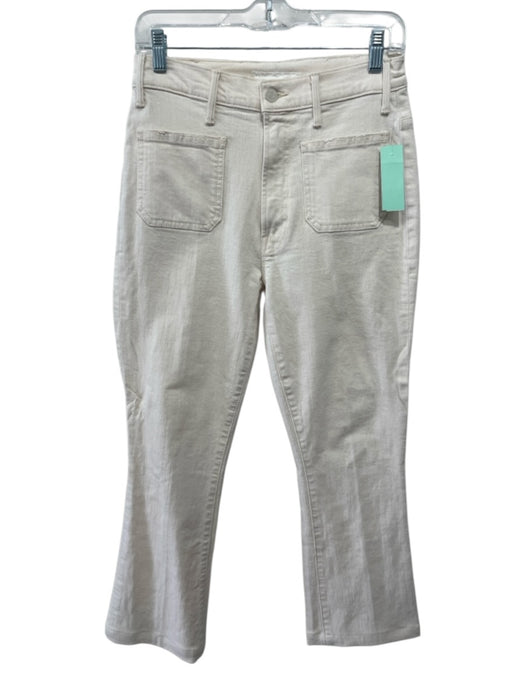 Mother Superior Size 27 Beige Cotton Denim High Rise Patch Pocket Flare Jeans Beige / 27