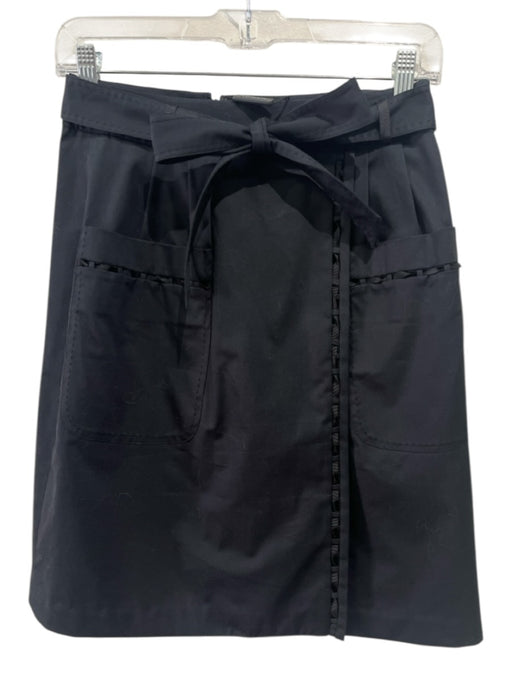 Elie Tahari Size 2 Black Cotton Blend High Rise Ribbon Patch Pocket Skirt Black / 2