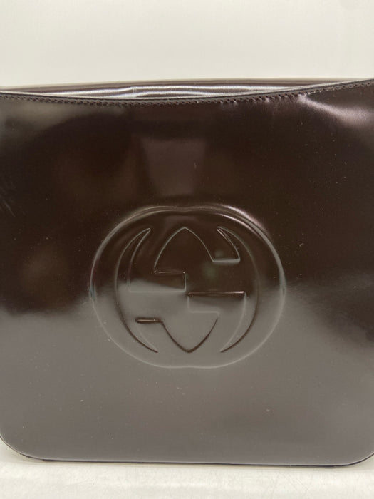Gucci Dark Brown Patent Leather embossed Shoulder Bag