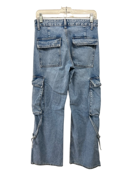 Zara Size 2 Light Wash Cotton Cargo Pockets Wide Leg Tie Detail mid rise Jeans Light Wash / 2