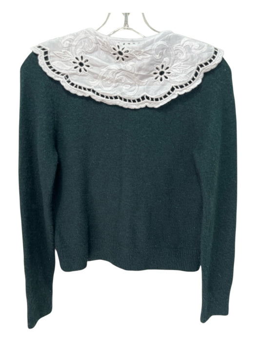 Antonio Melani Size Medium Green & White Acrylic & Wool Blend Collar Sweater Green & White / Medium