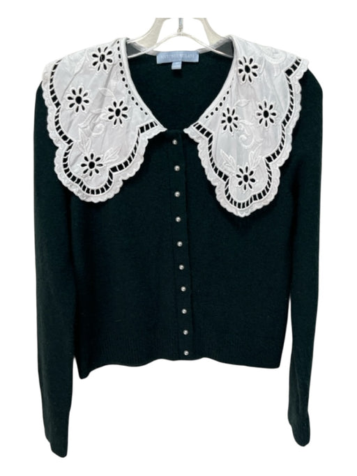 Antonio Melani Size Medium Green & White Acrylic & Wool Blend Collar Sweater Green & White / Medium