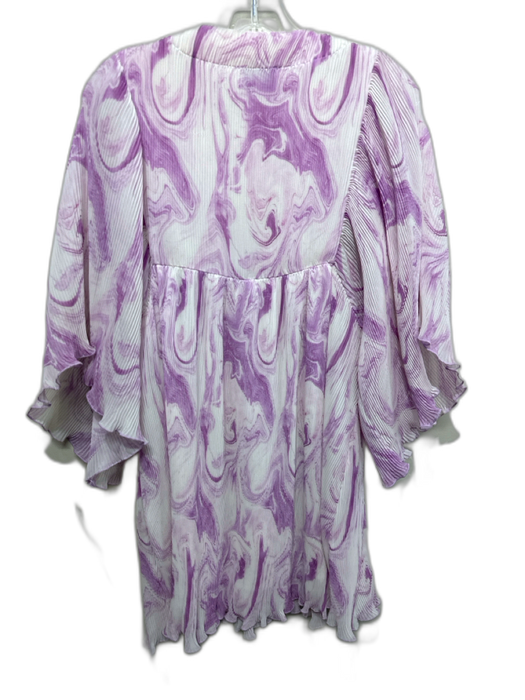 Ganni Size XXS/XS Purple & White Polyester Accordian Pleats V Neck Mini Dress Purple & White / XXS/XS