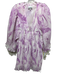 Ganni Size XXS/XS Purple & White Polyester Accordian Pleats V Neck Mini Dress Purple & White / XXS/XS