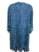 Natalie Martin Size XS Blue Silk Printed 3/4 Sleeve 1/4 Button Above Knee Dress Blue / XS