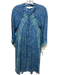 Natalie Martin Size XS Blue Silk Printed 3/4 Sleeve 1/4 Button Above Knee Dress Blue / XS