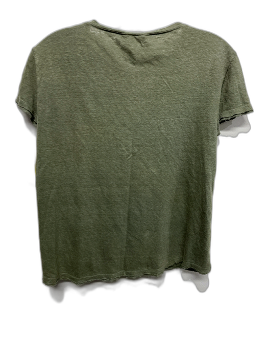Frame Size XXS Green Linen Cap Sleeve Crew Neck Heathered Top Green / XXS