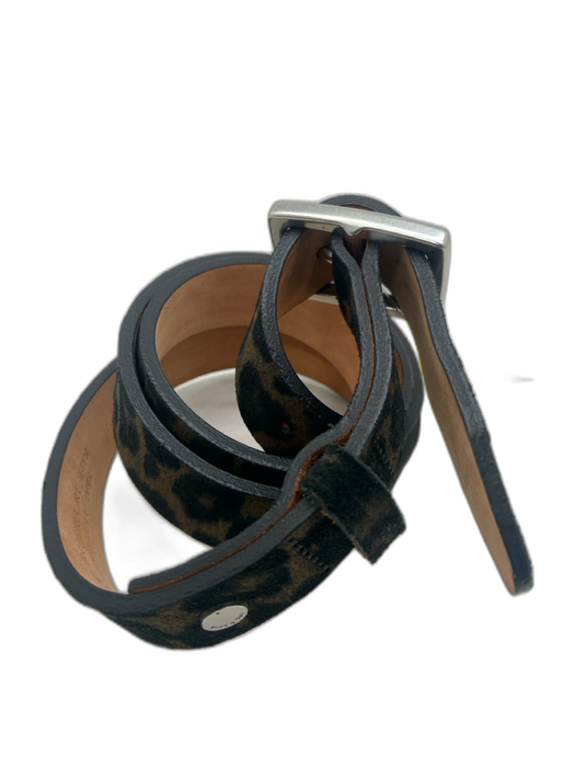 Rag & Bone Black & Brown Leather Leopard Silver Buckle Belts Black & Brown / S