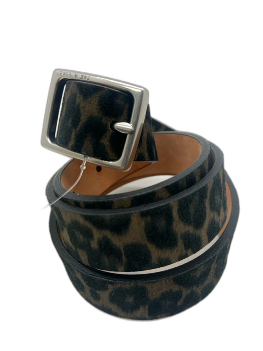 Rag & Bone Black & Brown Leather Leopard Silver Buckle Belts Black & Brown / S