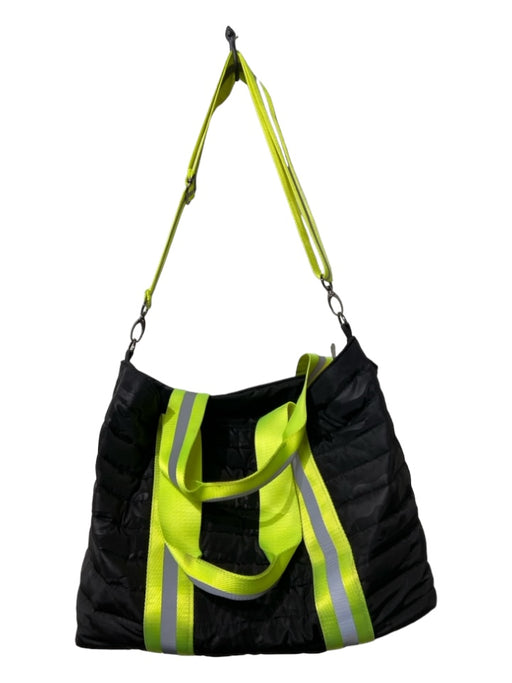 Think Royln Black, Neon Yellow & Reflector Nylon Quilted Camoflage Bag Black, Neon Yellow & Reflector / Large