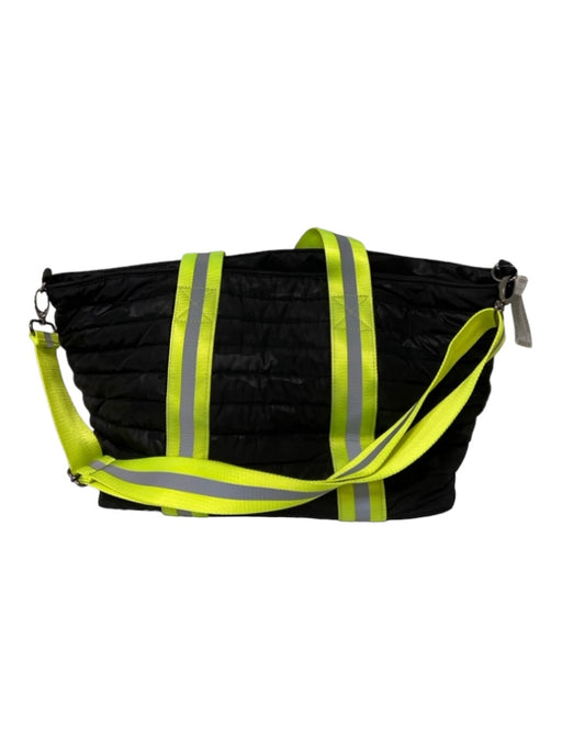 Think Royln Black, Neon Yellow & Reflector Nylon Quilted Camoflage Bag Black, Neon Yellow & Reflector / Large
