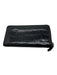Coach Black Leather Zip Croc Embossed Continental Wallets Black