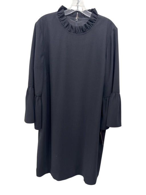 J Crew Size 18 Black Polyester Long Bell Sleeve Ruffle mock neck Dress Black / 18