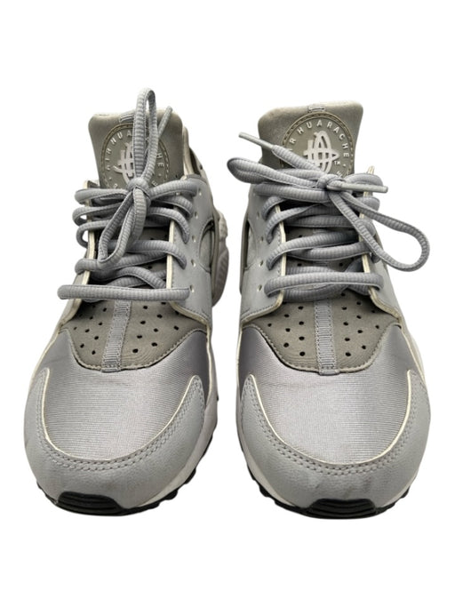 Nike Air Huarache Shoe Size 8.5 Silver & Gray Leather & Textile Lace Up Sneakers Silver & Gray / 8.5