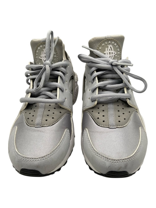 Nike Air Huarache Shoe Size 8.5 Silver & Gray Leather & Textile Lace Up Sneakers Silver & Gray / 8.5