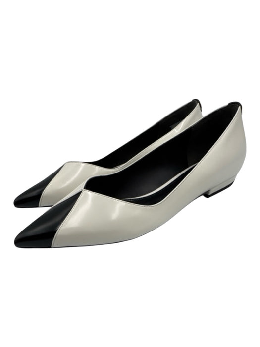 Tory Burch Shoe Size 8.5 White & Black Leather Low Heel Pointed Toe Flats White & Black / 8.5
