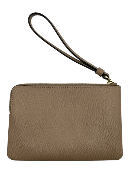 Coach Taupe Leather Logo Zip Wristlet Wallets Taupe