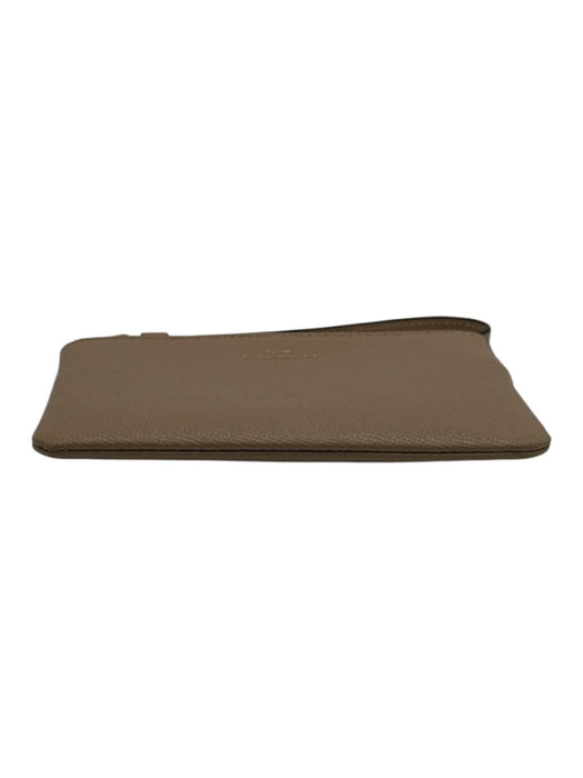 Coach Taupe Leather Logo Zip Wristlet Wallets Taupe