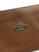 Coach Brown Leather Logo Zip Wristlet Wallets Brown
