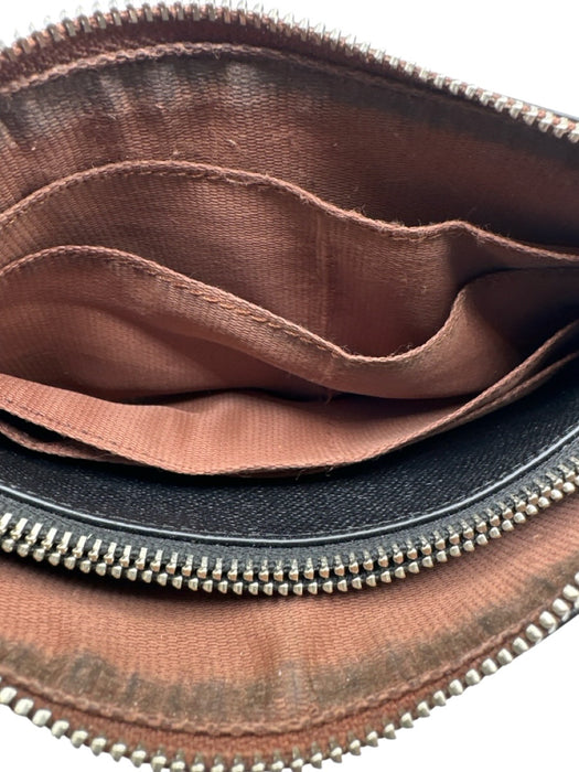 Coach Brown Leather Logo Zip Wristlet Wallets Brown