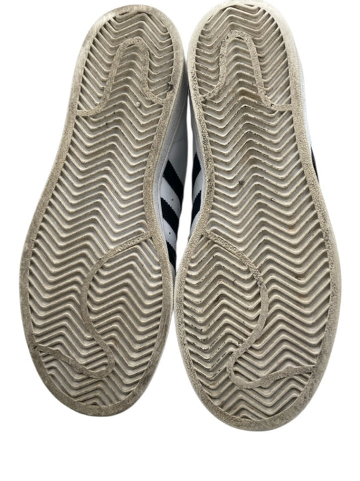 Adidas Shoe Size 38.5 White & Black Leather 3 Stripe Lace Up Cap Toe Sneakers White & Black / 38.5