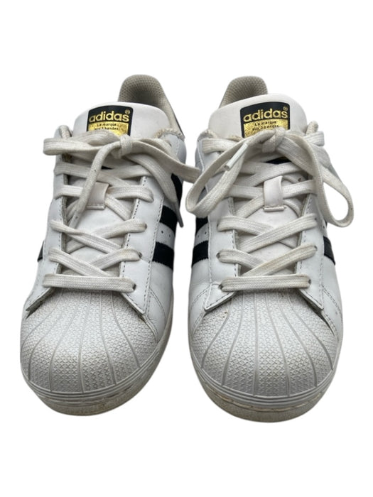 Adidas Shoe Size 38.5 White & Black Leather 3 Stripe Lace Up Cap Toe Sneakers White & Black / 38.5
