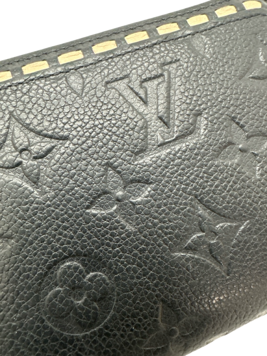 Louis Vuitton Black & Beige Leather Monogram embossed Contrast Trim Wallets Black & Beige