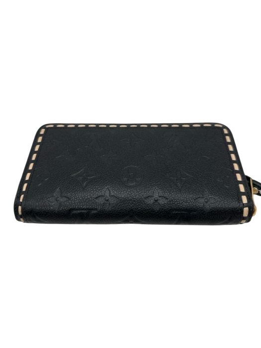 Louis Vuitton Black & Beige Leather Monogram embossed Contrast Trim Wallets Black & Beige