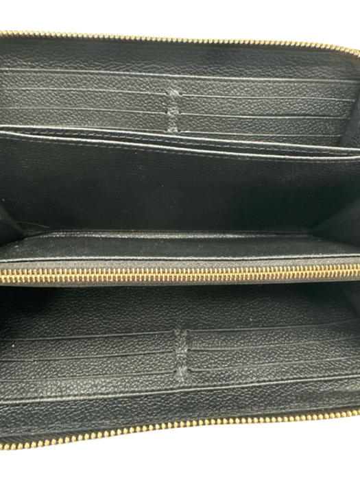 Louis Vuitton Black & Beige Leather Monogram embossed Contrast Trim Wallets Black & Beige
