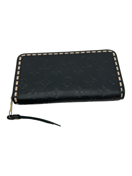 Louis Vuitton Black & Beige Leather Monogram embossed Contrast Trim Wallets Black & Beige