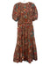 Ulla Johnson Size 4 Orange, Red, Blue Print Cotton Short Puff Sleeve Dress Orange, Red, Blue Print / 4