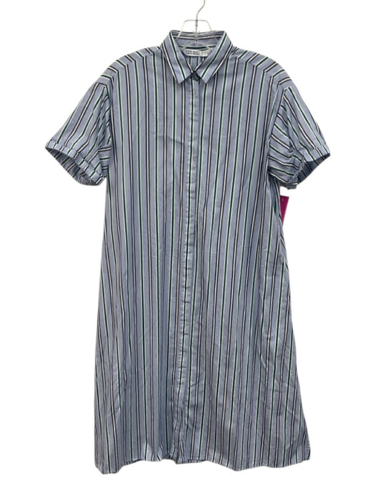 Zara Basic Size Small Blue, Green, & Navy Cotton Short Sleeve Button Front Dress Blue, Green, & Navy / Small