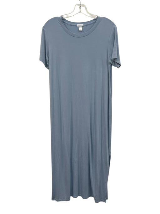 Lake Size Small Light Blue Bamboo Blend Short Sleeve Midi Pajama Dress Light Blue / Small