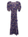 XiRENA Size XS purple, beige, blue Cotton Short Sleeve Floral Split Neck Dress purple, beige, blue / XS