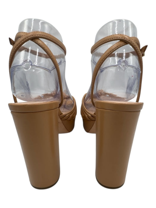 Loeffler Randall Shoe Size 8.5 Tan Brown Leather open toe Twist Knot Pumps Tan Brown / 8.5