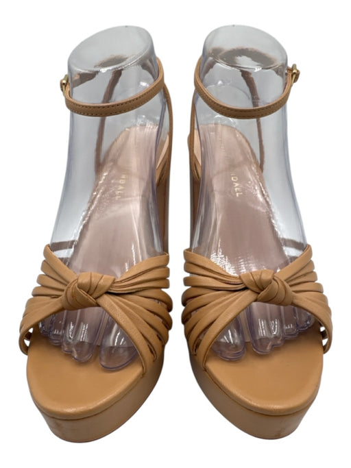 Loeffler Randall Shoe Size 8.5 Tan Brown Leather open toe Twist Knot Pumps Tan Brown / 8.5