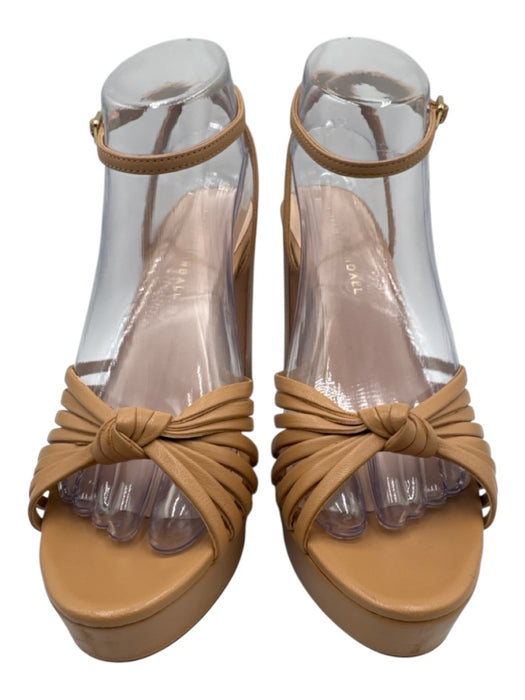 Loeffler Randall Shoe Size 8.5 Tan Brown Leather open toe Twist Knot Pumps Tan Brown / 8.5