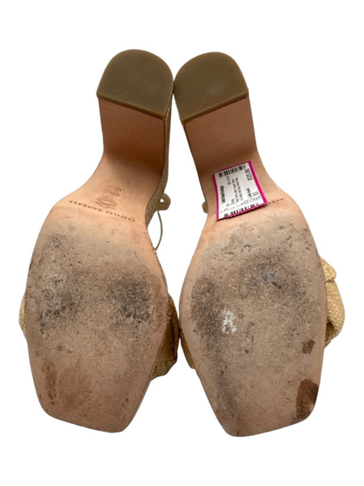 Loeffler Randall Shoe Size 8.5 Beige Straw & Leather Square Open Toe Pumps Beige / 8.5