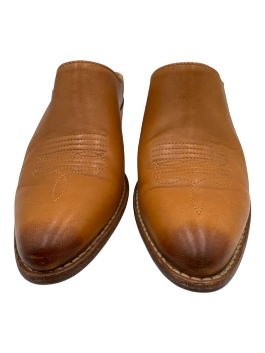 Tecovas Shoe Size 8 Brown Leather Almond Toe Gradient Embroidered Mules Brown / 8