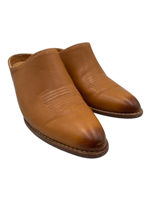 Tecovas Shoe Size 8 Brown Leather Almond Toe Gradient Embroidered Mules Brown / 8