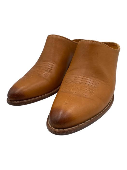 Tecovas Shoe Size 8 Brown Leather Almond Toe Gradient Embroidered Mules Brown / 8