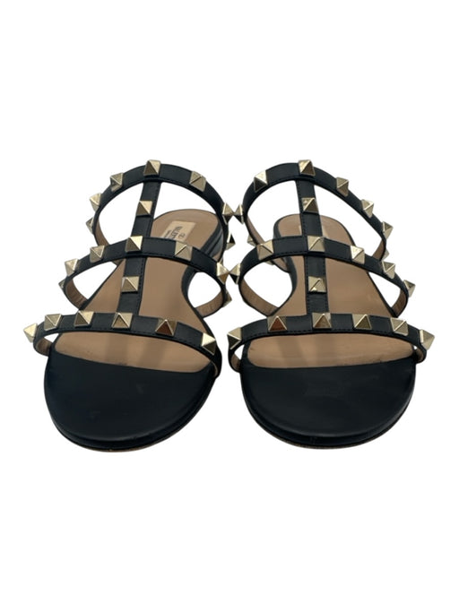 Valentino Garavani Shoe Size 39 Black Leather open toe Rock Studs Cage Sandals Black / 39