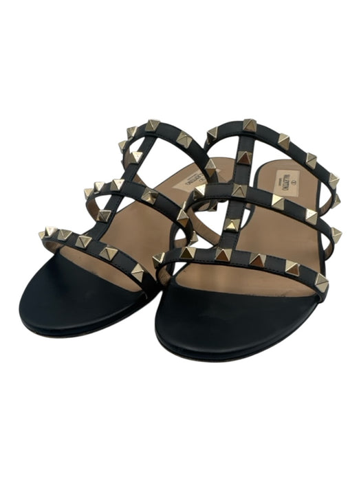 Valentino Garavani Shoe Size 39 Black Leather open toe Rock Studs Cage Sandals Black / 39
