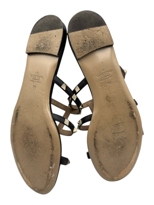 Valentino Garavani Shoe Size 39 Black Leather open toe Rock Studs Cage Sandals Black / 39
