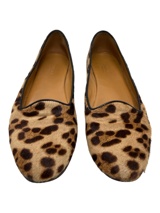 Gucci Shoe Size 38 Tan & brown Pony Hair Piping Animal Print Round Toe Flats Tan & brown / 38