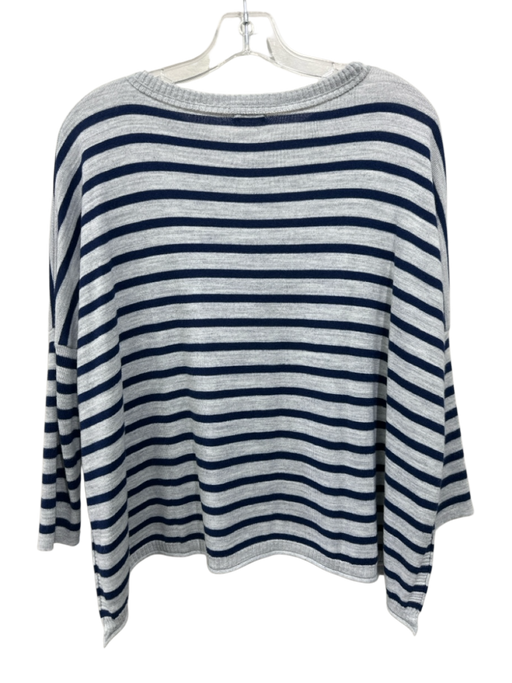 Mersea Size P Gray & navy blue Acrylic Blend Striped Knit 3/4 Sleeve Sweater Gray & navy blue / P