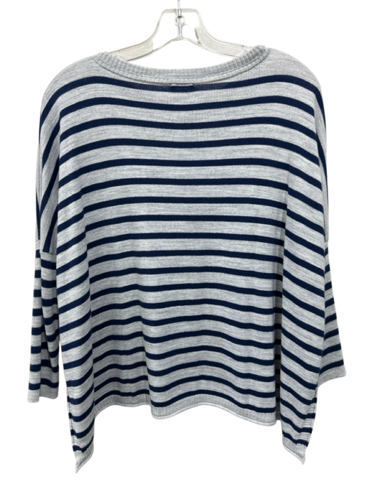Mersea Size P Gray & navy blue Acrylic Blend Striped Knit 3/4 Sleeve Sweater Gray & navy blue / P