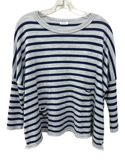 Mersea Size P Gray & navy blue Acrylic Blend Striped Knit 3/4 Sleeve Sweater Gray & navy blue / P