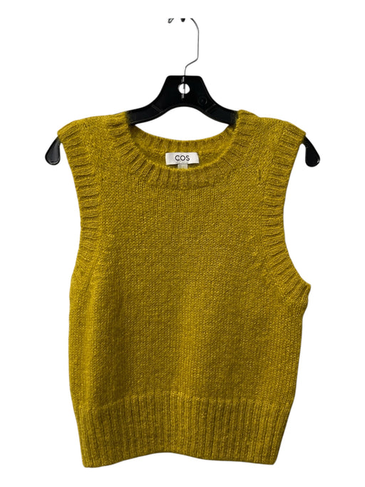 COS Size S Mustard Wool Blend Round Neck Sleeveless Ribbed Hem Knit Top Mustard / S