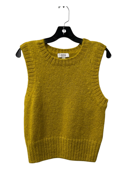 COS Size S Mustard Wool Blend Round Neck Sleeveless Ribbed Hem Knit Top Mustard / S